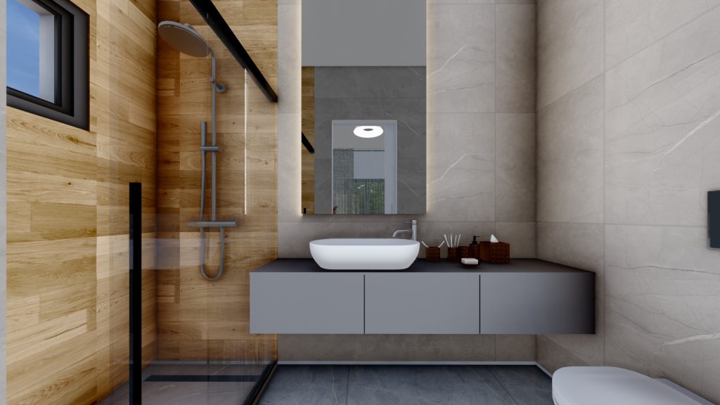 House 1 - 3D Bathroom Visualisation 3D interior visualisation of a bathroom in Plot 1250 House 1