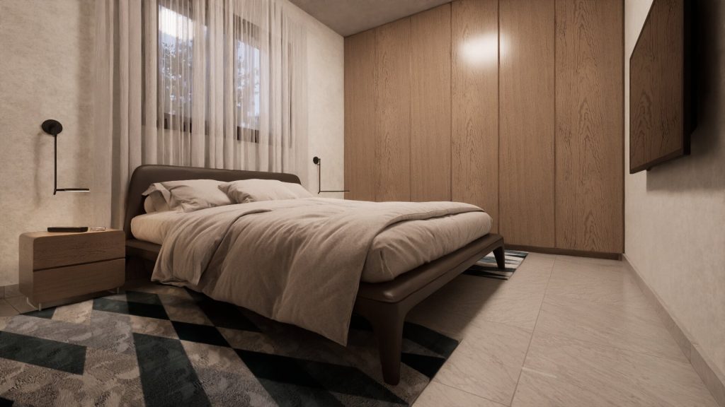 House 1 - 3D Master Bedroom Visualisation 3D interior visualisation of the master bedroom of Plot 1250 House 1