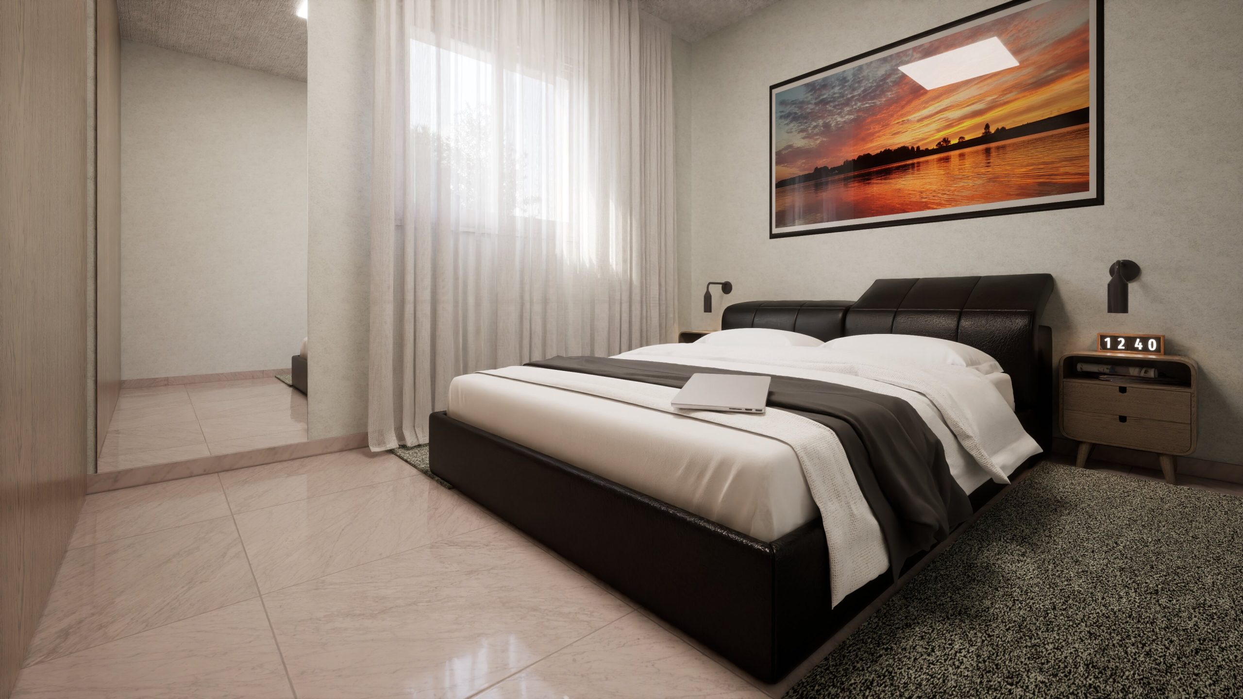 3D interior visualisation of a bedroom in Plot 1250 House 2
