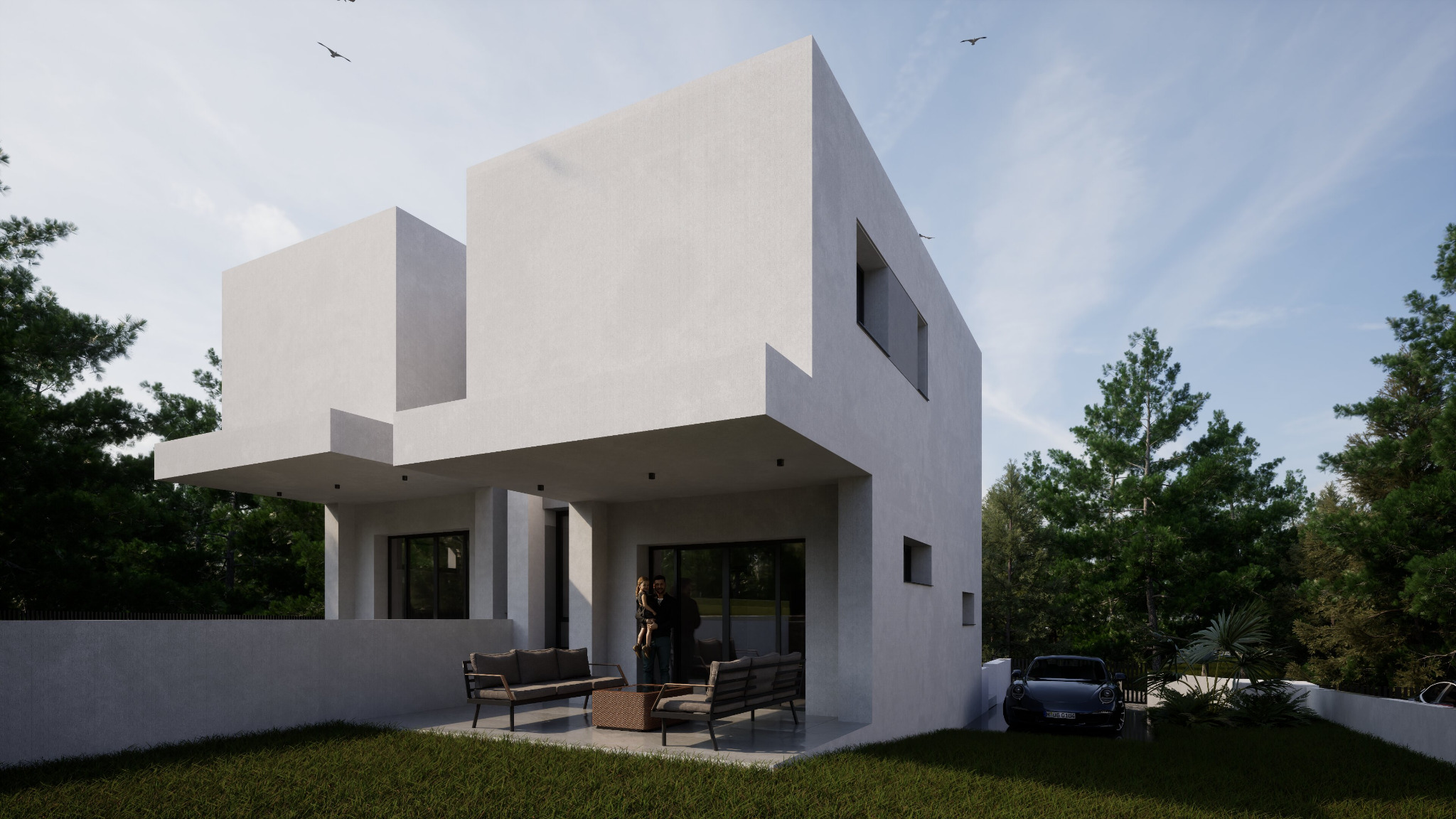 Architectural visualisation of a private garden at Plot 1252
