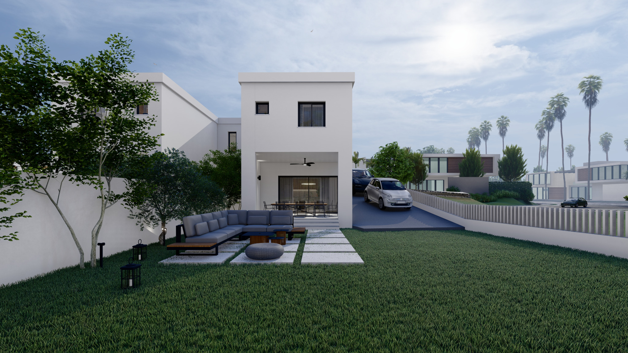 Architectural visualisation of the private garden at Plot 1331