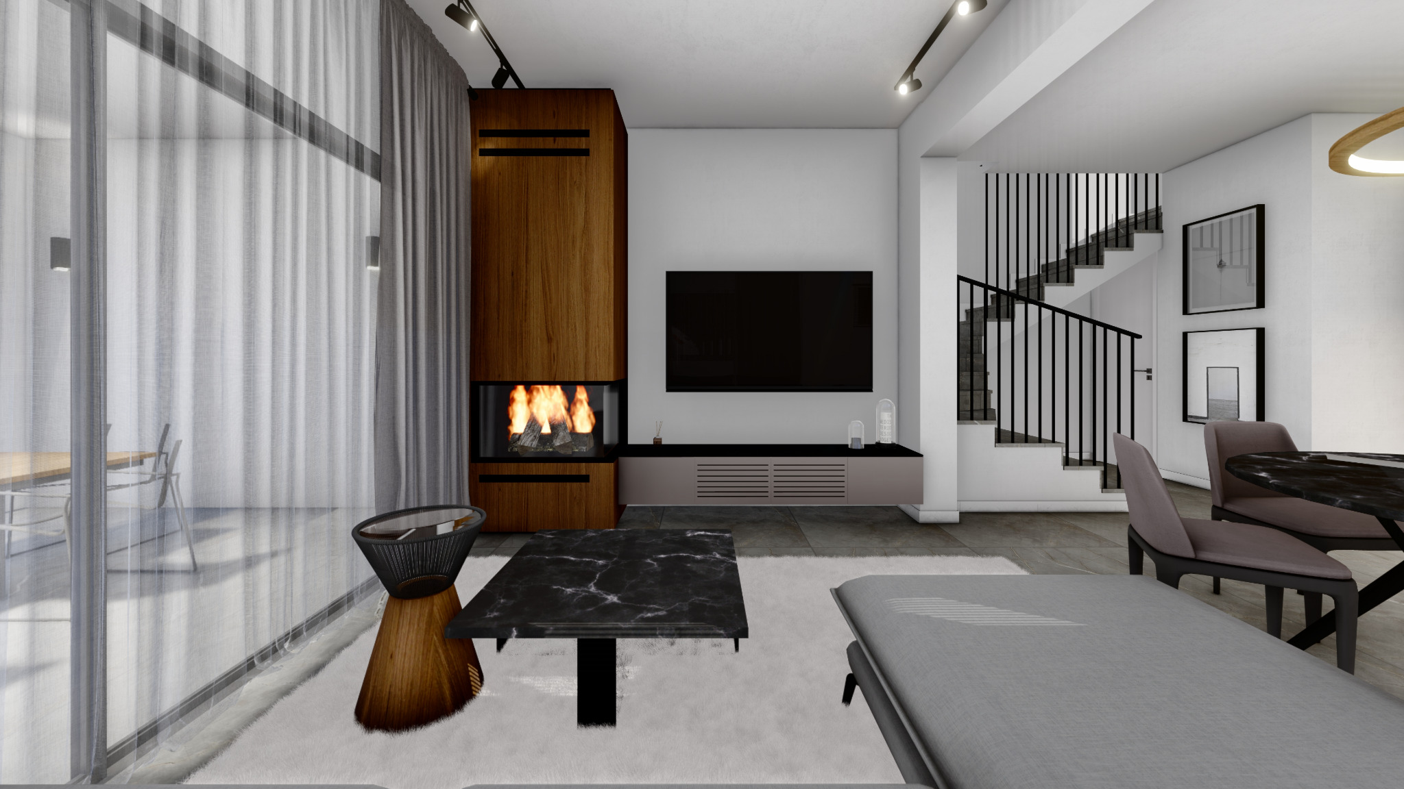 Living room architectural visualisation of Plot 1331